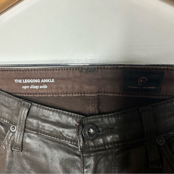 AG Adriano Goldschmied Brown Faux Leather Legging Ankle Pants Size 27 - Picture 4 of 10